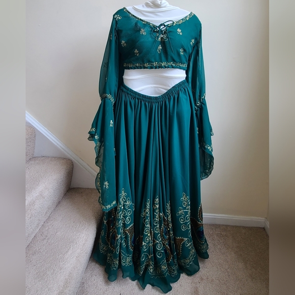 4 Peice Gypsy Bellydance Peacock Costume NWOT - Picture 6 of 16